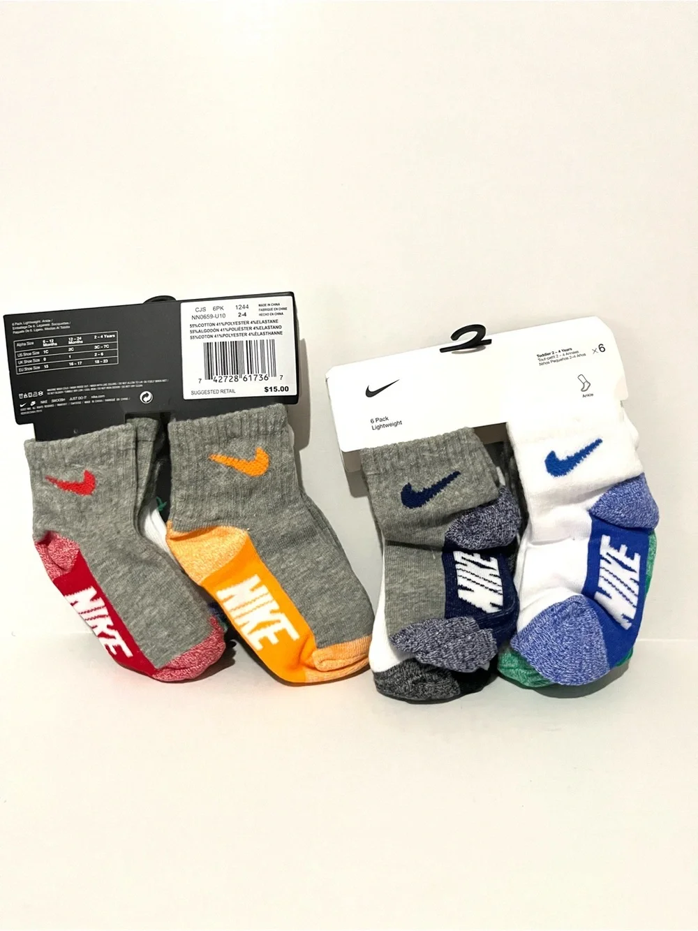 Nike  kids 2-4 Years Toddlers  Crew Socks ( 2 Six Pack)